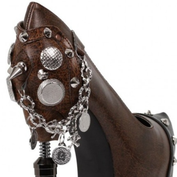 Napier Brown Steampunk Spiked Platform Pumps - Picture 4 of 4
